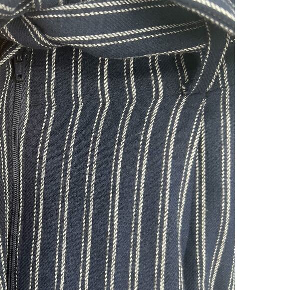 J. Crew Point‎ Sur Paperbag Pants Wide Leg Belt Stripe Navy Blue Size 12 - Picture 4 of 14